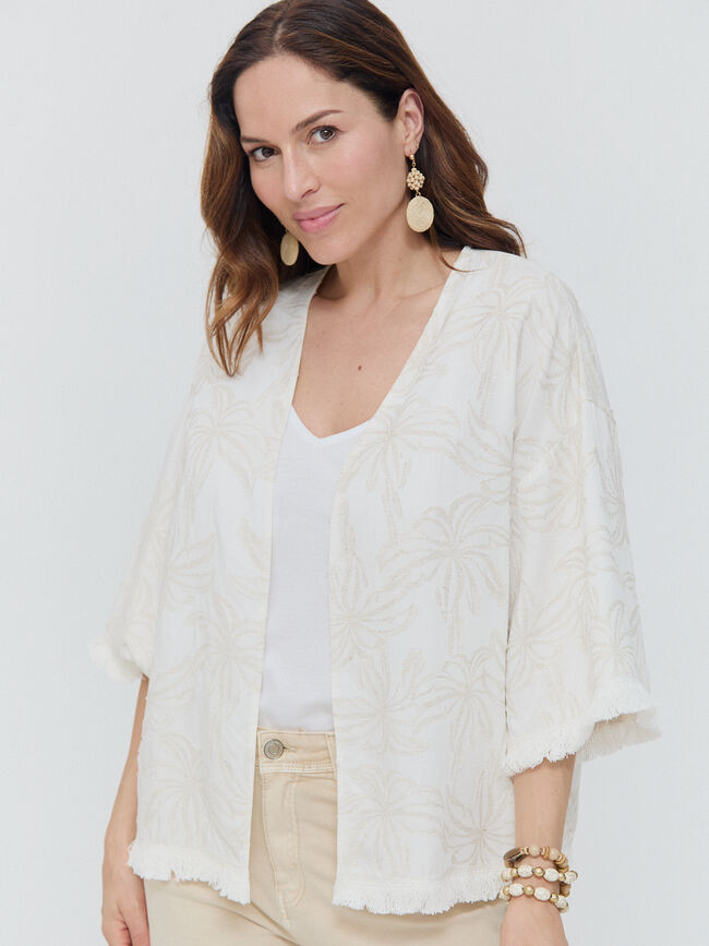 KIMONO CON FLECOS Crudo