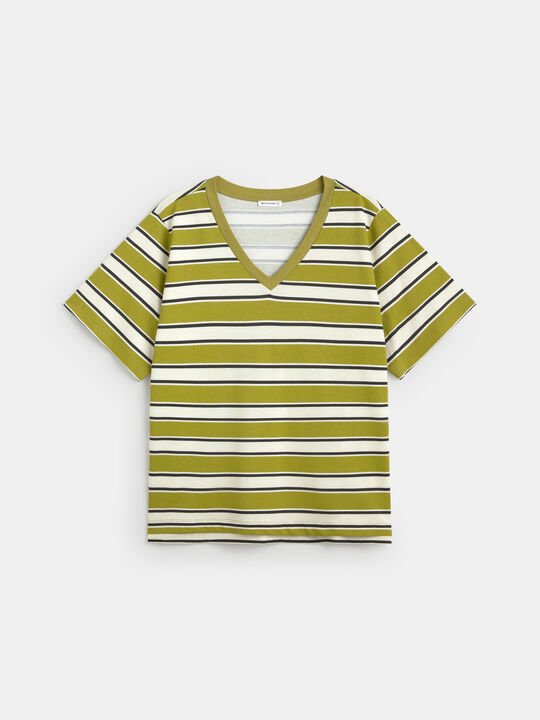 CAMISETA CUELLO PICO Rayas 2 image number null