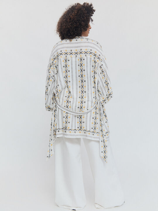KIMONO FLUIDO ESTAMPADO Blanco Optico image number null