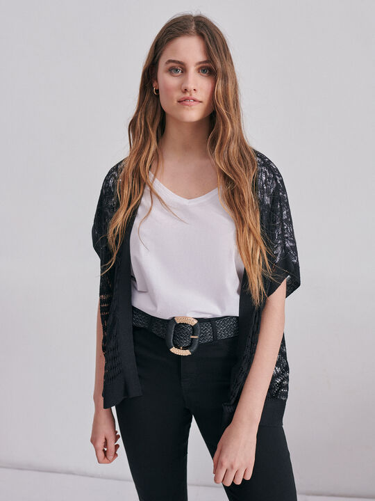 cardigan calado Negro image number null