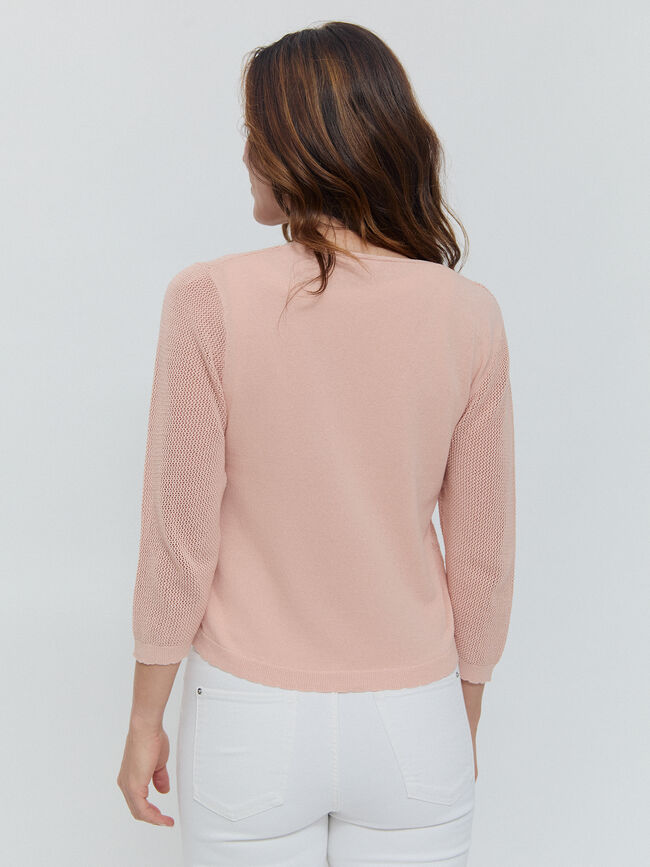 CARDIGAN CALADO LAZO Rosa Colorete
