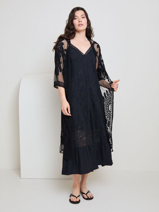 KIMONO TUL FLORES Negro image number null