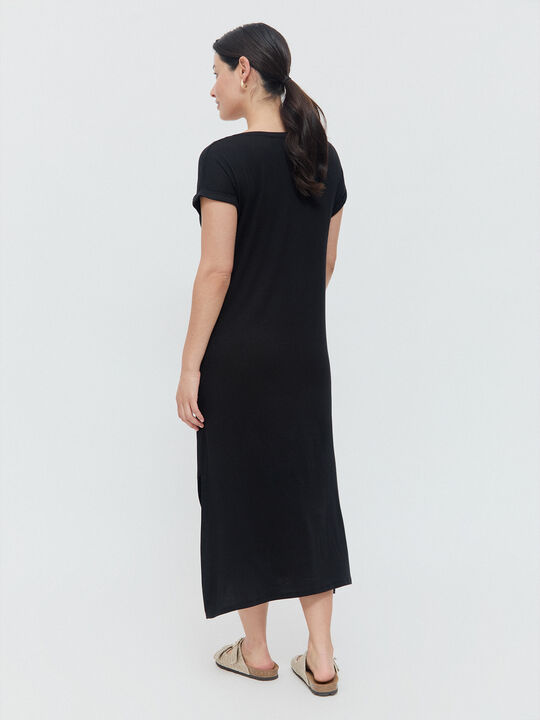 VESTIDO LARGO ESTAMPADO Negro image number null