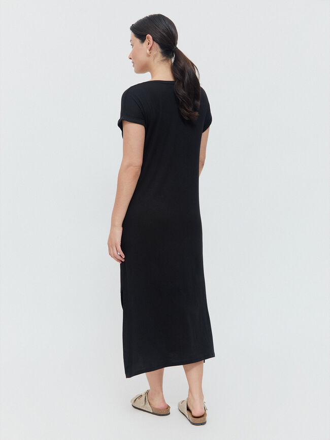 VESTIDO LARGO ESTAMPADO Negro