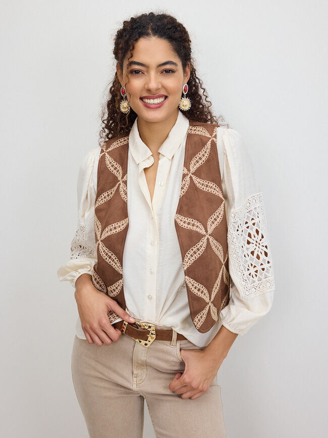 CHALECO ANTELINA DETALLE Marron