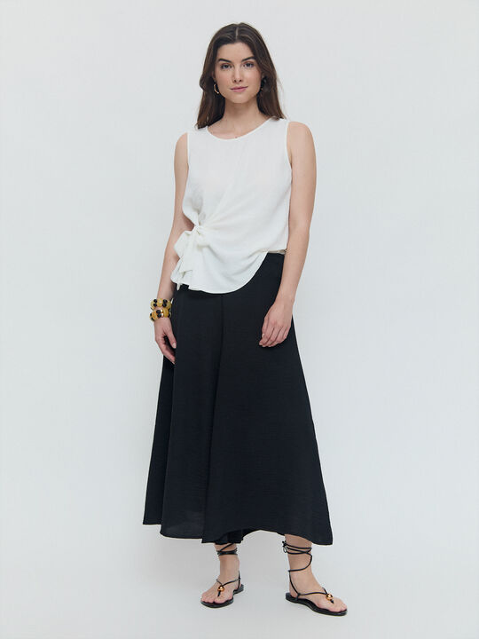 PANTALON ANCHO FLUIDO Negro image number null