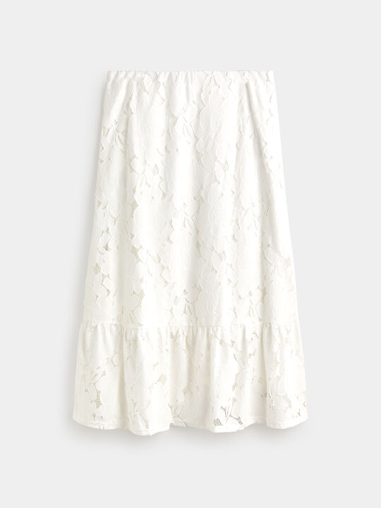 FALDA ENCAJE FLORES Blanco Optico image number null