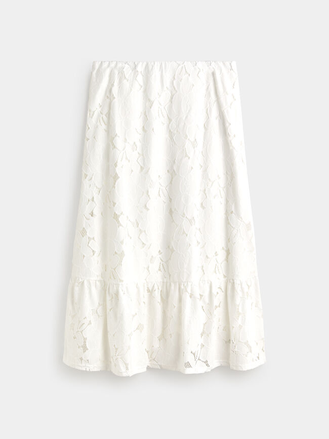FALDA ENCAJE FLORES Blanco Optico