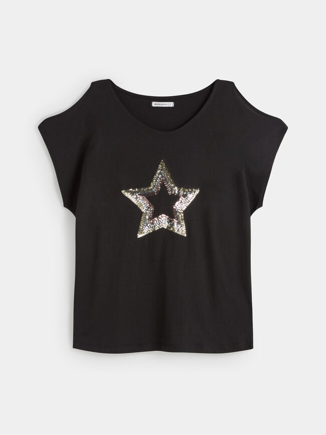 CAMISETA LENTEJUELAS ABERUTRAS Negro