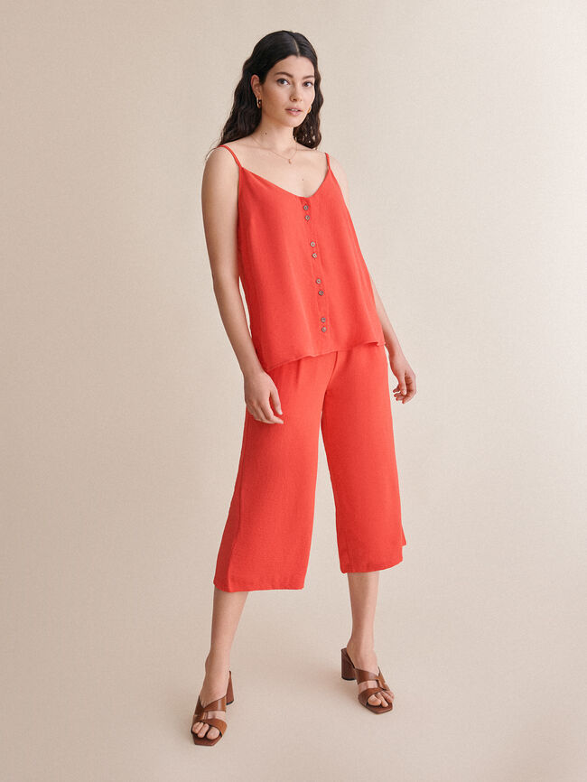 Top tirantes detalle botones Coral