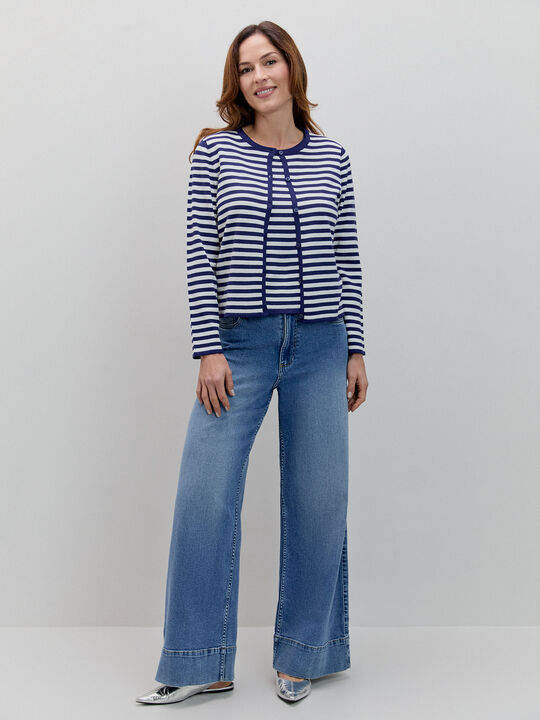 C&Aacute;RDIGAN RAYAS COLORES Azul Marino image number null