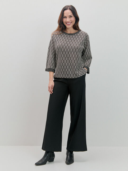 CAMISETA M/3/4 CUT&SEW VUELTA TEJIDO Negro image number null