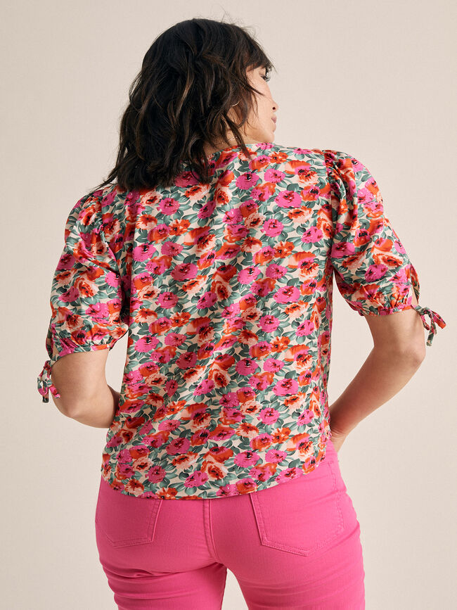 Blusa frunce escote Fucsia Claro