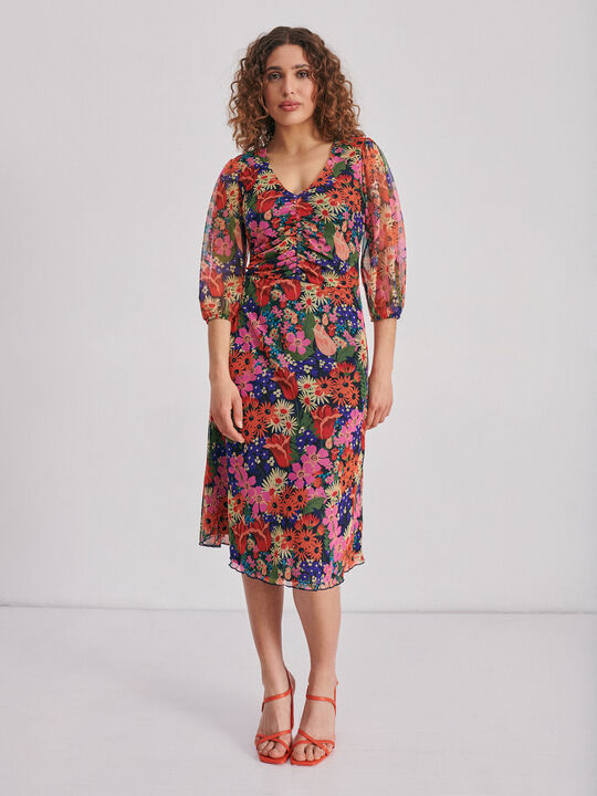 Vestido tul estampado Negro image number null