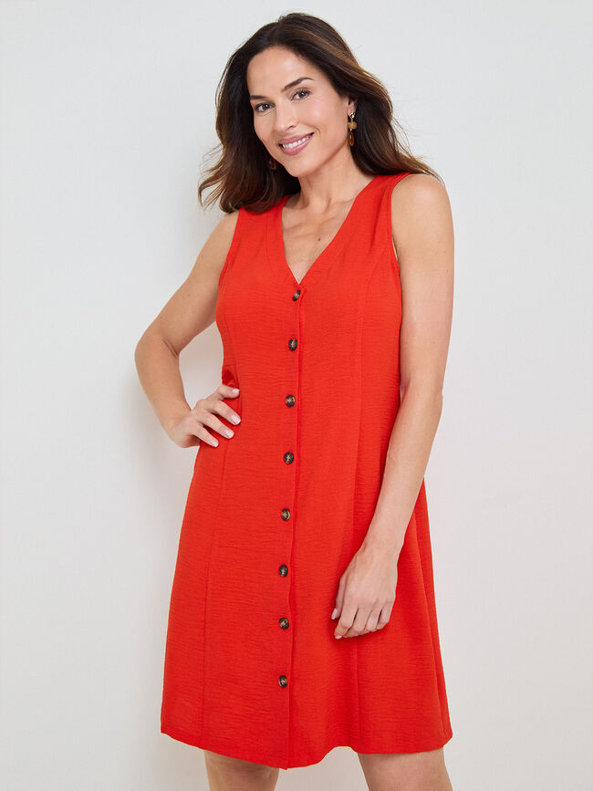 VESTIDO CORTO BOTONES Rojo Flama