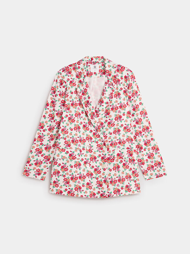 Blazer fluida estampada Blanco Hueso