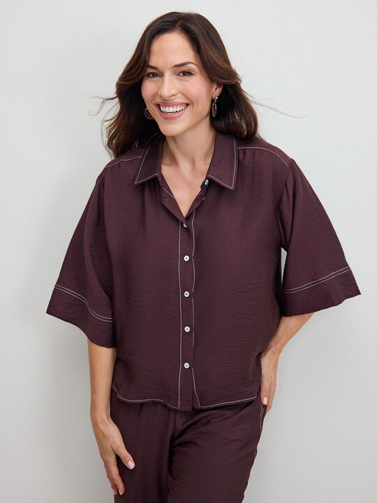 CAMISA DOBLADILLO MANGA Marron image number null