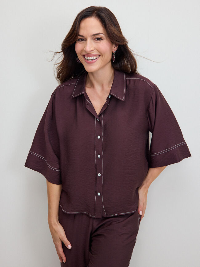CAMISA DOBLADILLO MANGA Marron