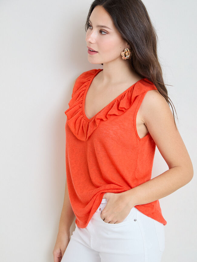 TOP CUELLO VOLANTE Rojo Pimenton