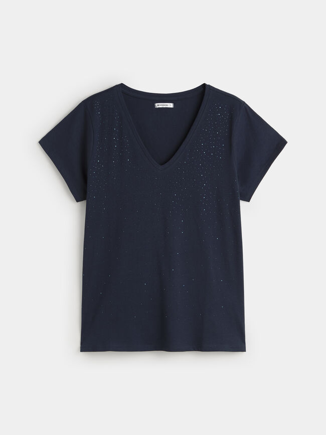 CAMISETA STRASSES BRILLO Azul Noche