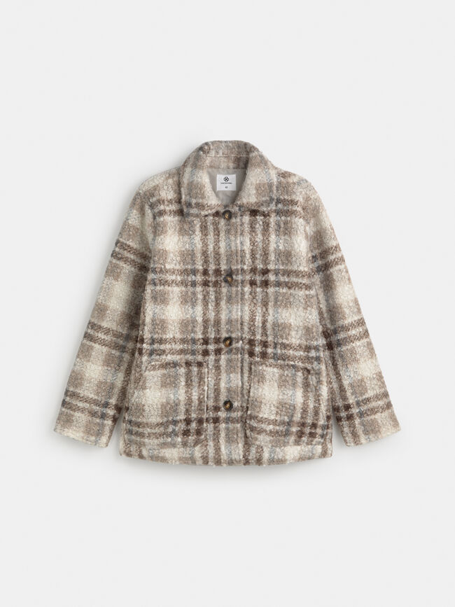 ABRIGO CUADROS RIZO Crudo