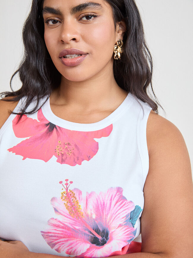 CAMISETA FLORES HIBISCUS Blanco Optico