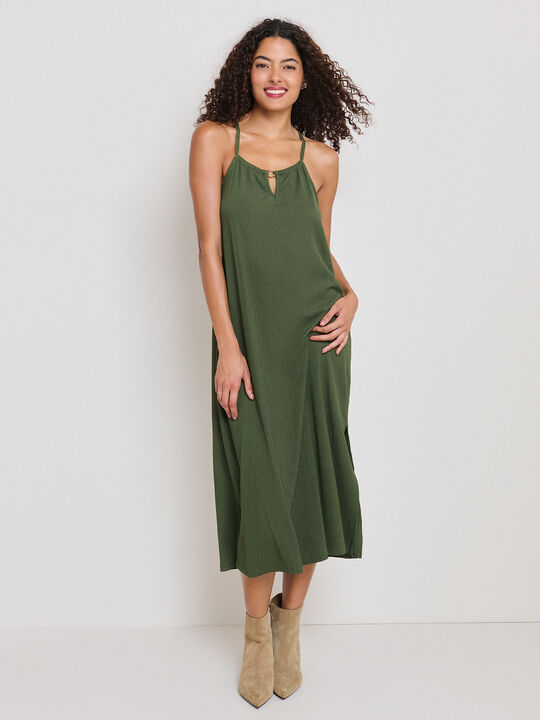 VESTIDO DETALLE verde militar image number null