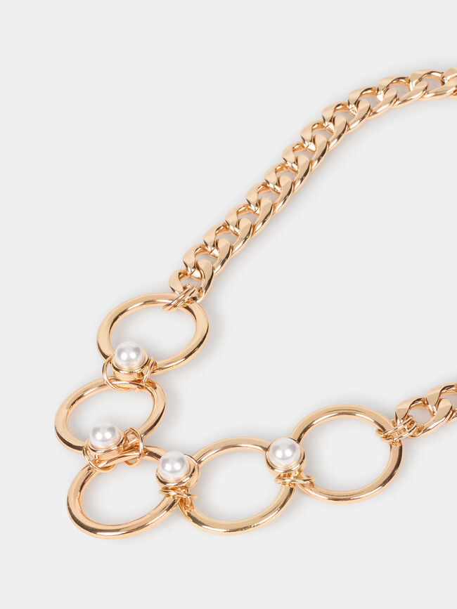 COLLAR ESLABONES ABALORIOS Oro