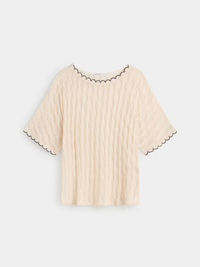 CAMISETA PUNTO CALADO Blanco Optico