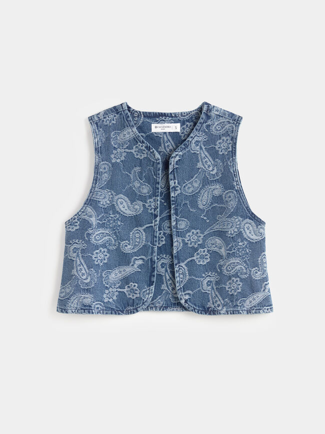 CHALECO JACQUARD FLOR Indigo