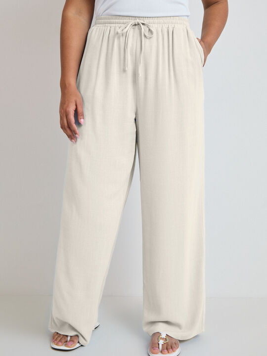 PANTAL&Oacute;N R&Uacute;STICO LARGO Blanco Hueso image number null