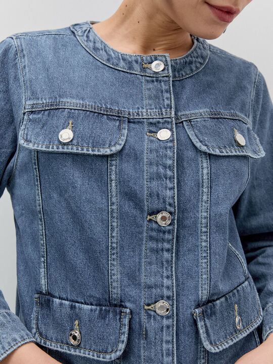 CHAQUETA VAQUERA CORTA Mid blue image number null