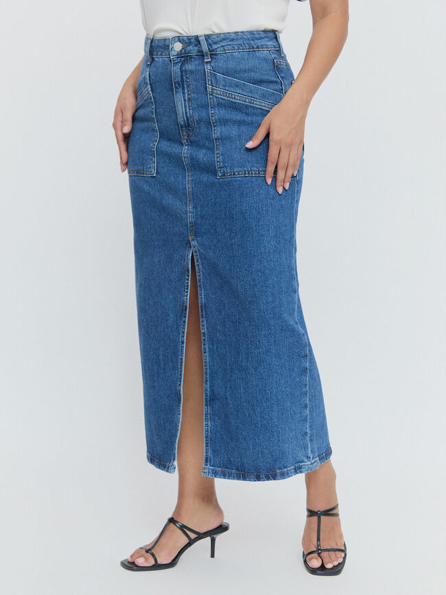 FALDA VAQUERA BOLSILLOS Mid blue
