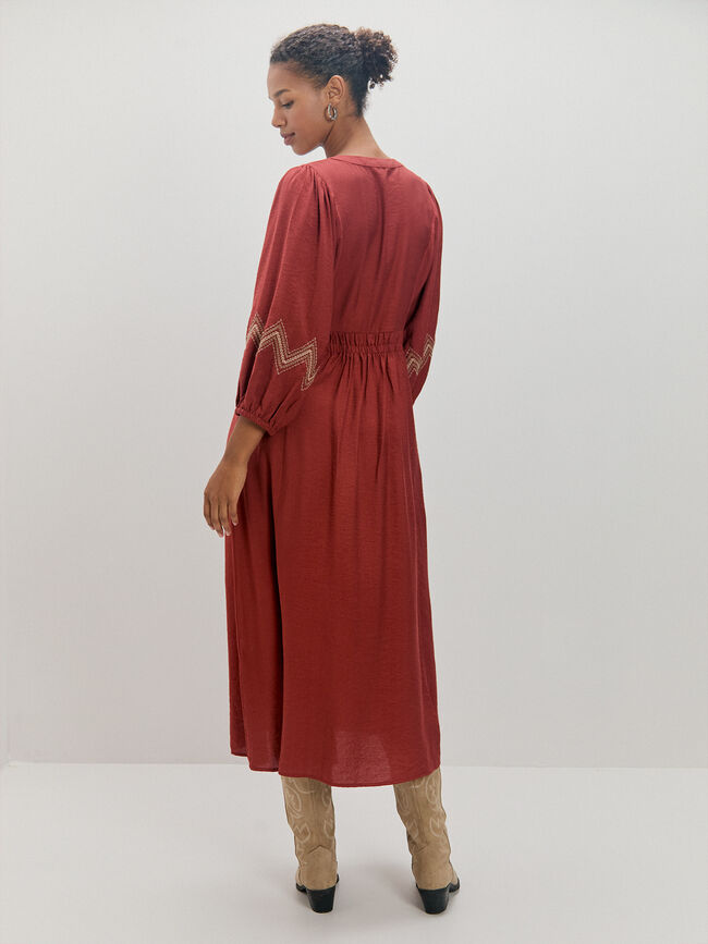 VESTIDO LARGO BORDADO Azafran