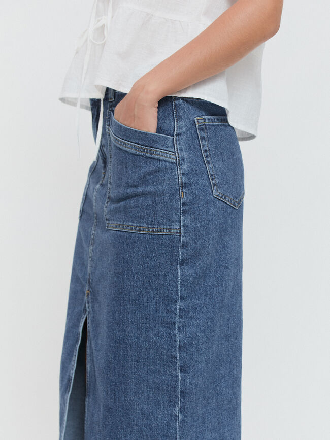 FALDA VAQUERA BOLSILLOS Mid blue