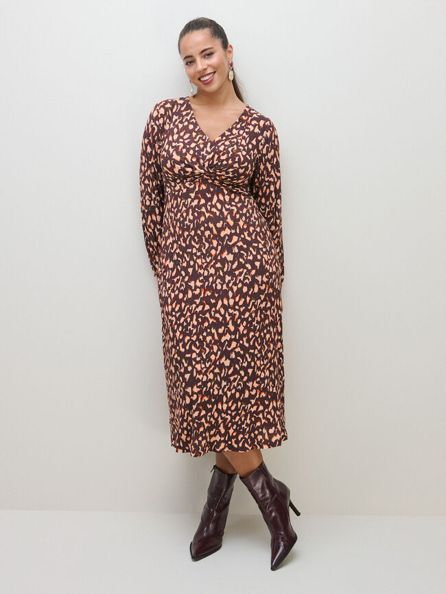 VESTIDO PLISADO NUDO ESCOTE Estampado 1