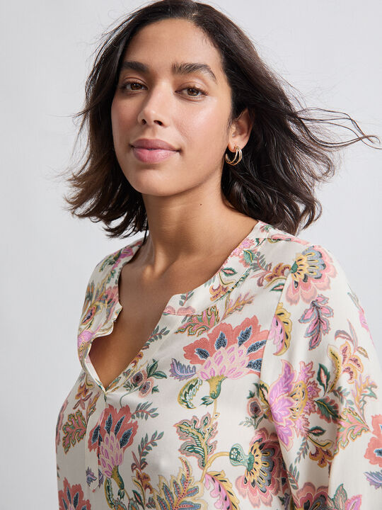 BLUSA FLUIDA ESTAMPADA Blanco Hueso image number null
