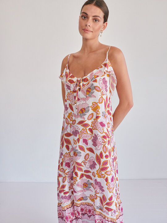 VESTIDO VOLANTE ESTAMPADO Rojo image number null