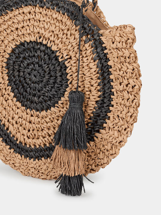 Bolso rafia borlas Negro image number null
