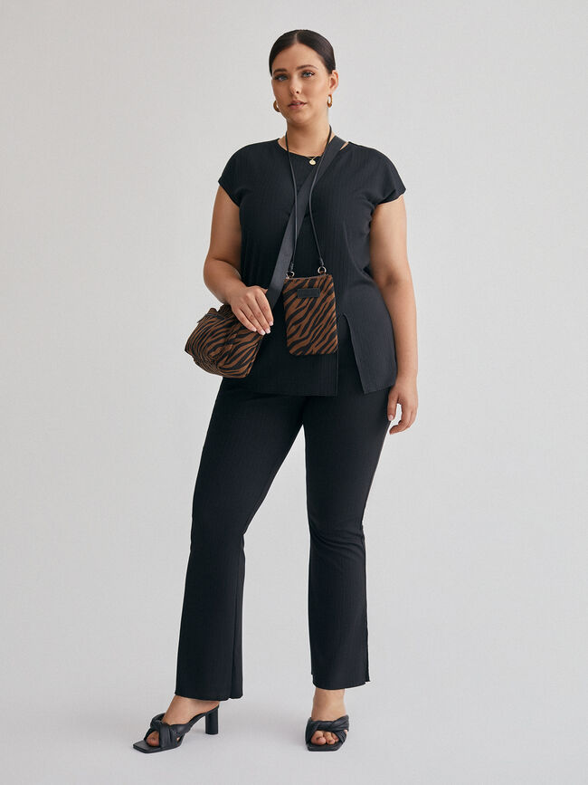 pantalón flore canalé Negro