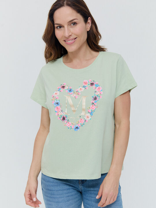 CAMISETA POSICIONAL FLORES Verde Laguna image number null