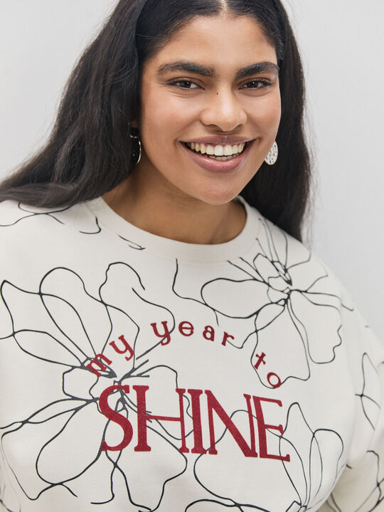 SUDADERA BICOLOR MENSAJE Beige image number null