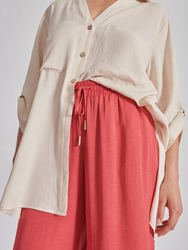 Pantalón fluido satinado Rojo Oscuro