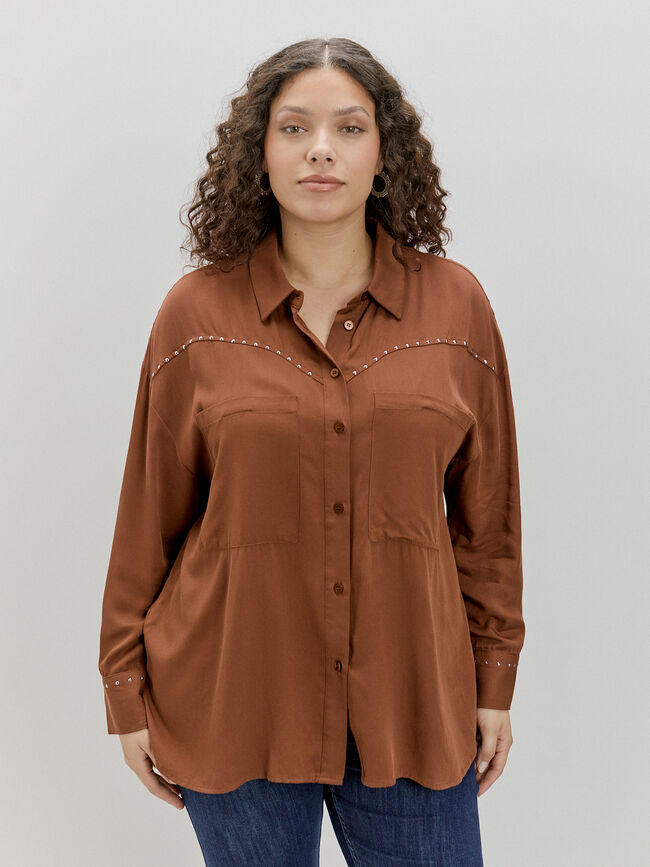 CAMISA CON TACHAS Mocca Oscuro