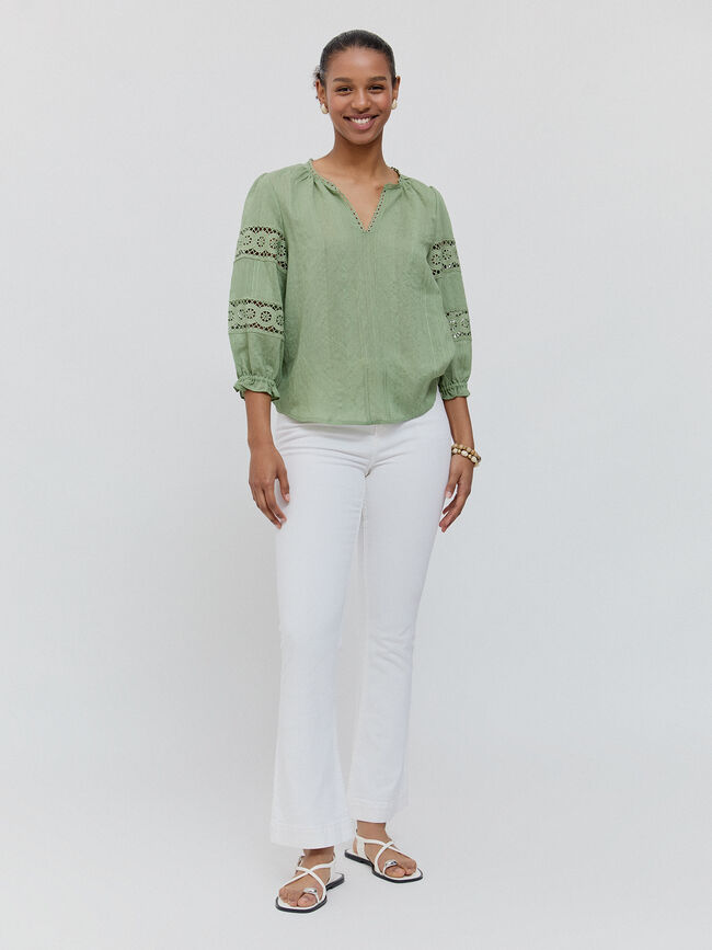 BLUSA PUNTILLAS 3/4 Verde Agua