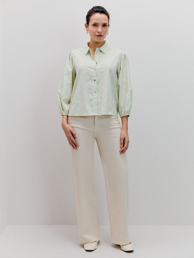 BLUSA MANGA ABULLONADA Crudo