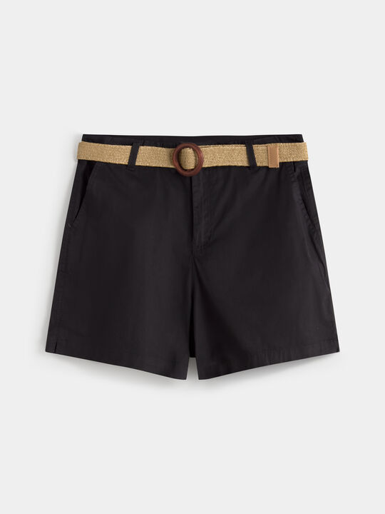 SHORT ALGODON CON CINTURÓN Negro image number null