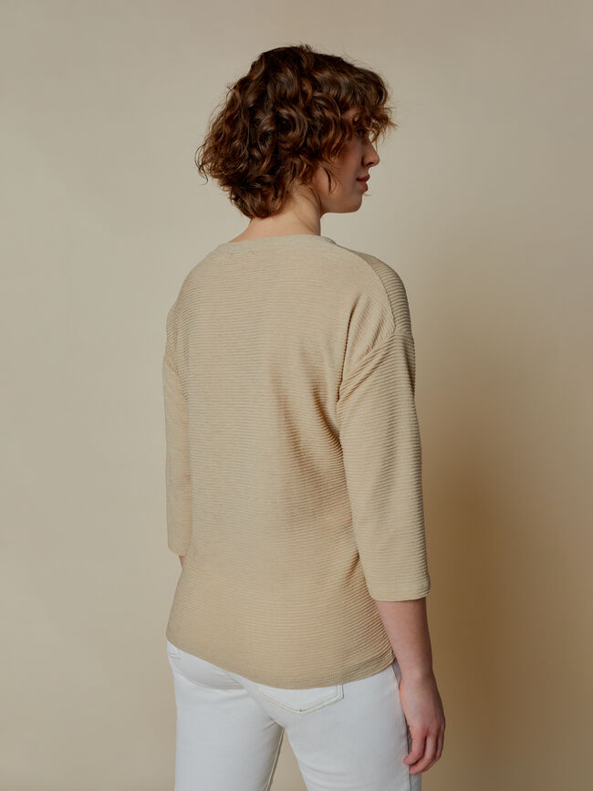 CAMISETA CANALÉ CUELLO PICO Piedra oscuro