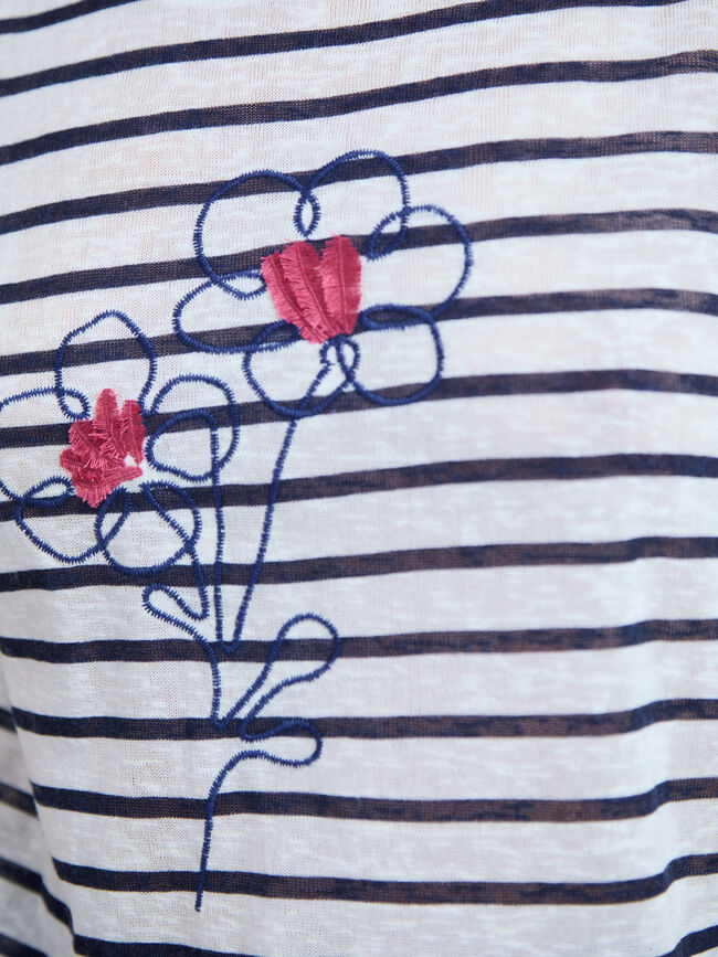 CAMISETA FLORES BORDADAS Rayas 1