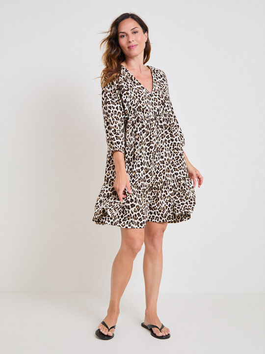 VESTIDO ESTAMPADO Negro image number null